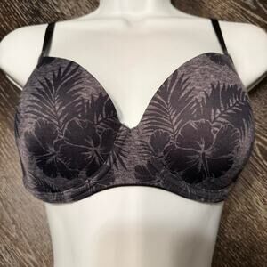 Pink Victoria's Secret Wear Everywere Lightly Padded Black/Gray Palms Bra 34D